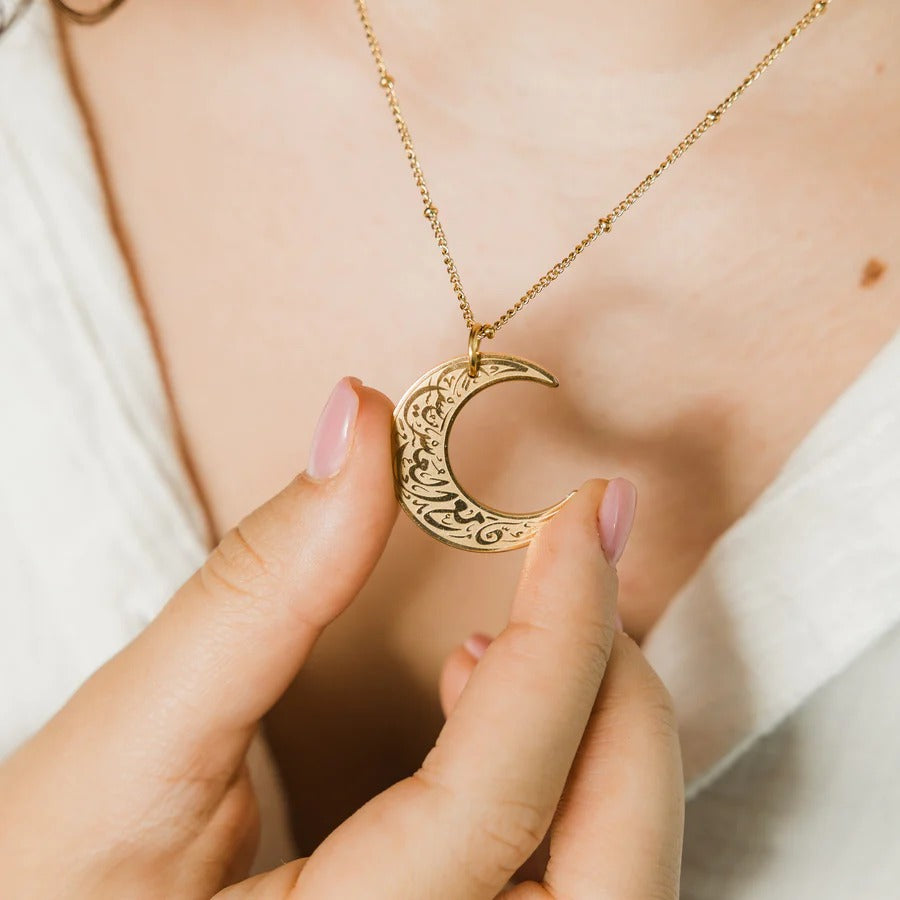 Collier Lune | Éclat Céleste™ + Bracelet | Noor Al-Qalb